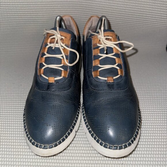 Pikolinos Vera Sneakers Perforated Blue Leather Lace Up Shoes Womens 10-10.5 41 - Picture 2 of 7